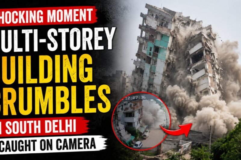 Shocking Moment Multi-Storey Building Crumbles in South Delhi, Caught on Camera